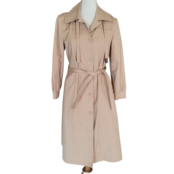 London Fog Vintage Khaki Hooded Trench Coat - Picture 2 of 8